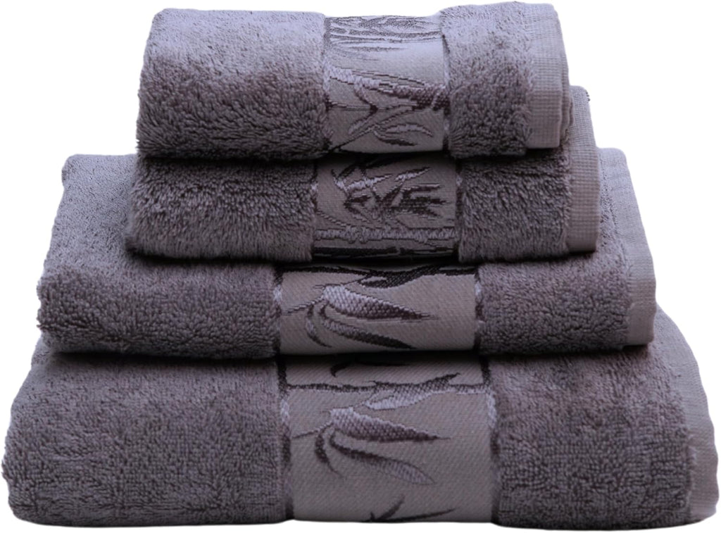 Set of 4 Luxury Super Soft Towels – Premium Viscose Derived from Bamboo & Turkish Cotton for the Ultimate Bath Experience