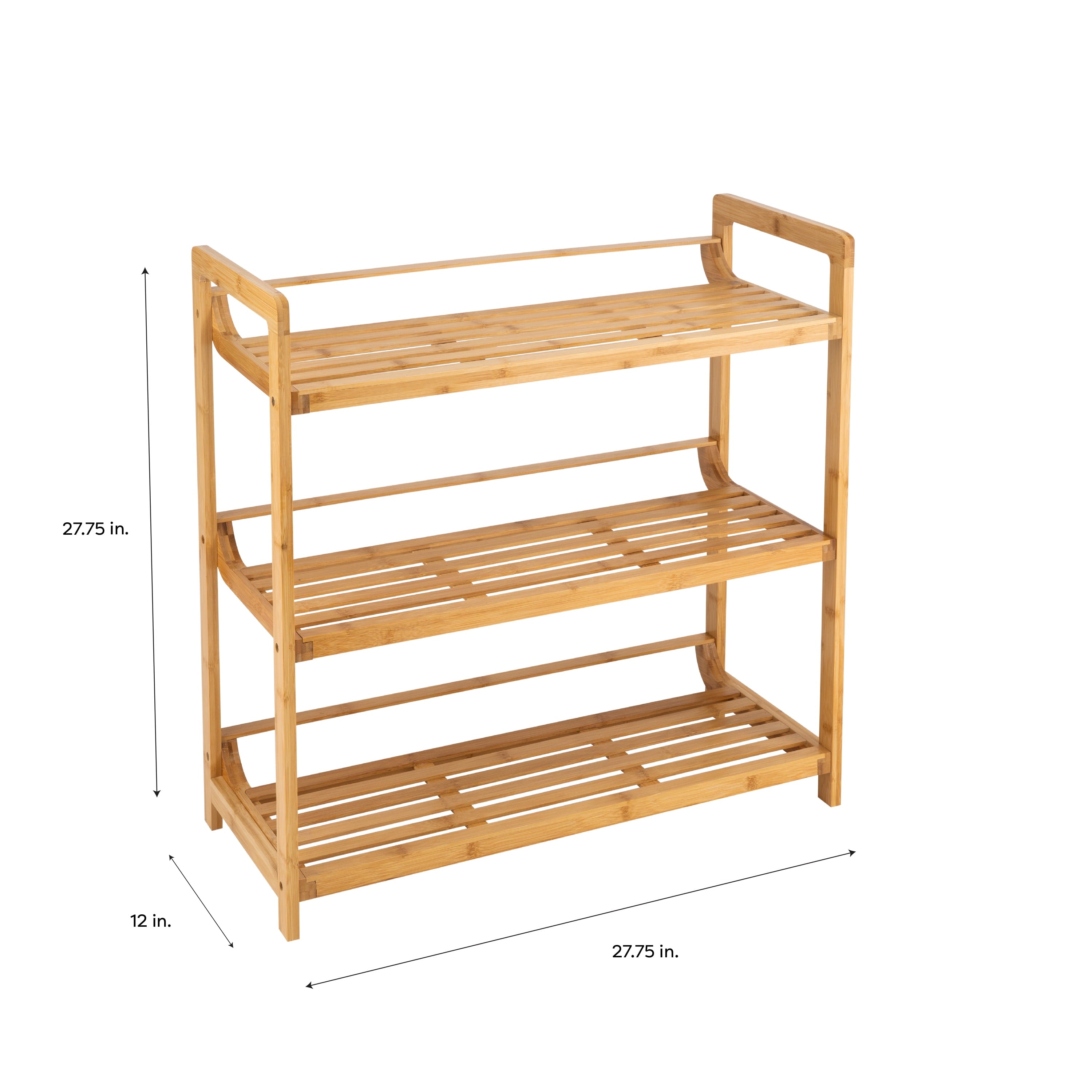 Bamboo Double Wide 3 Tier Storage Shelf Unit
