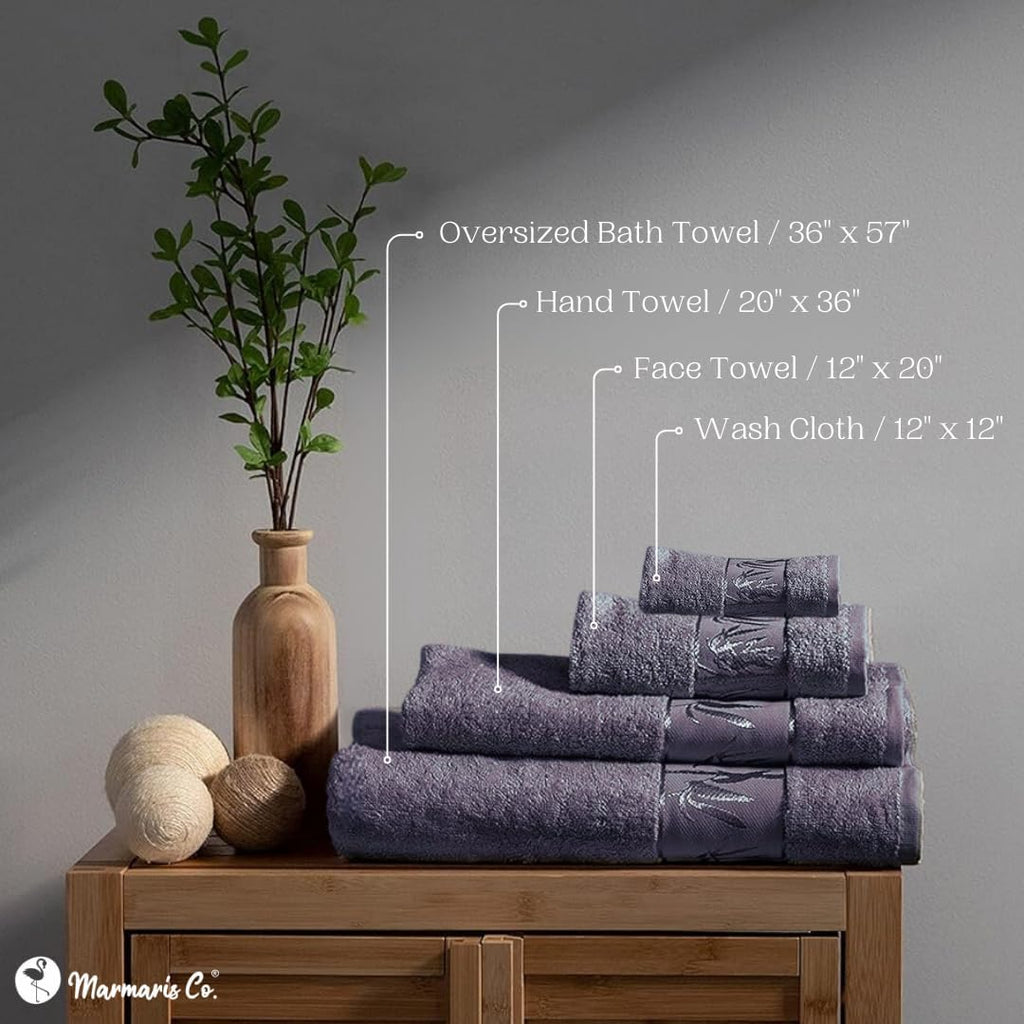 Set of 4 Luxury Super Soft Towels – Premium Viscose Derived from Bamboo & Turkish Cotton for the Ultimate Bath Experience