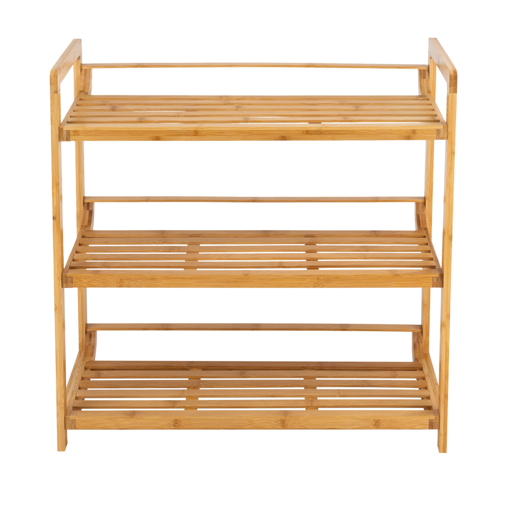 Bamboo Double Wide 3 Tier Storage Shelf Unit