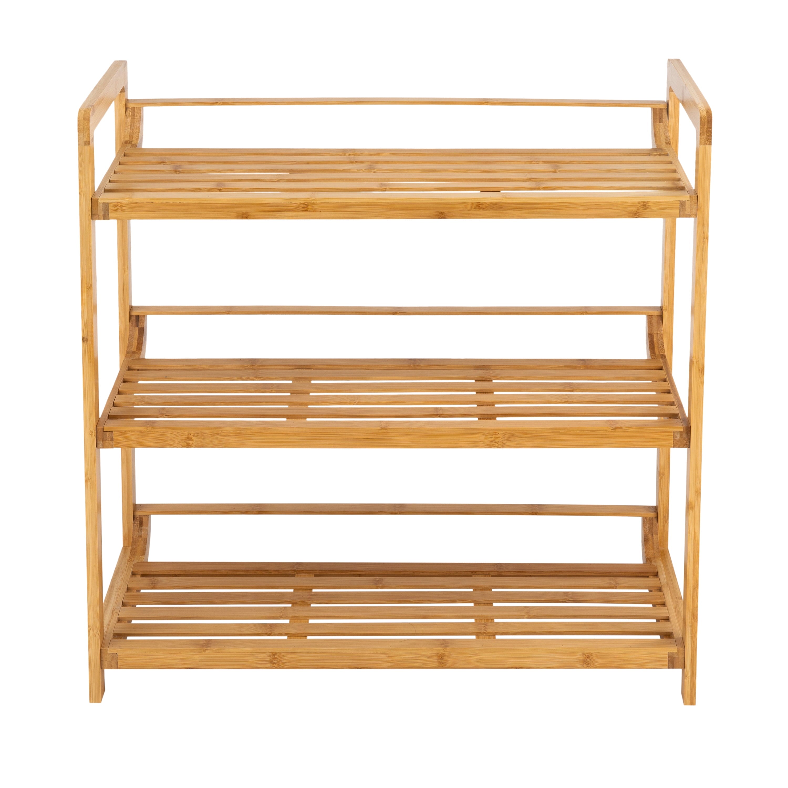 Bamboo Double Wide 3 Tier Storage Shelf Unit