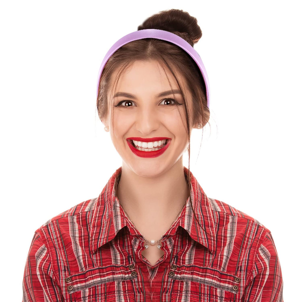 16 Pieces Colorful Satin Hair Accessories - 1 Inch Plastic Covered Headbands for Women and Girls