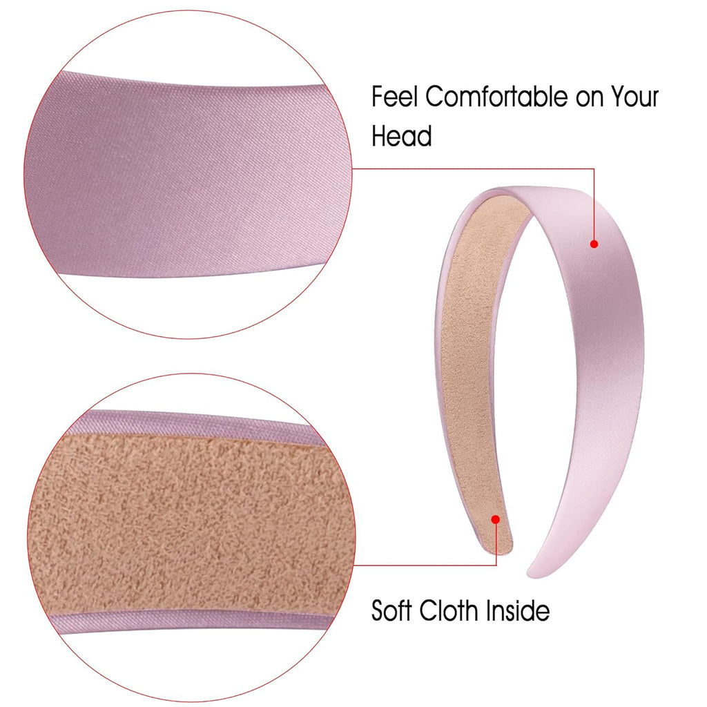 16 Pieces Colorful Satin Hair Accessories - 1 Inch Plastic Covered Headbands for Women and Girls