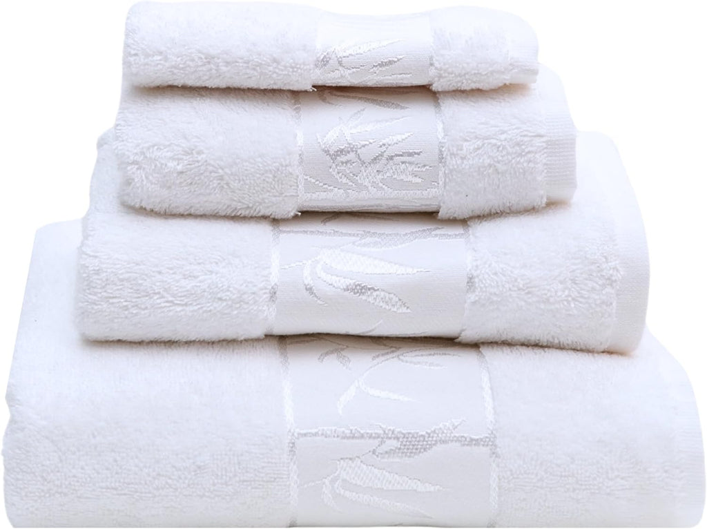 Set of 4 Luxury Super Soft Towels – Premium Viscose Derived from Bamboo & Turkish Cotton for the Ultimate Bath Experience